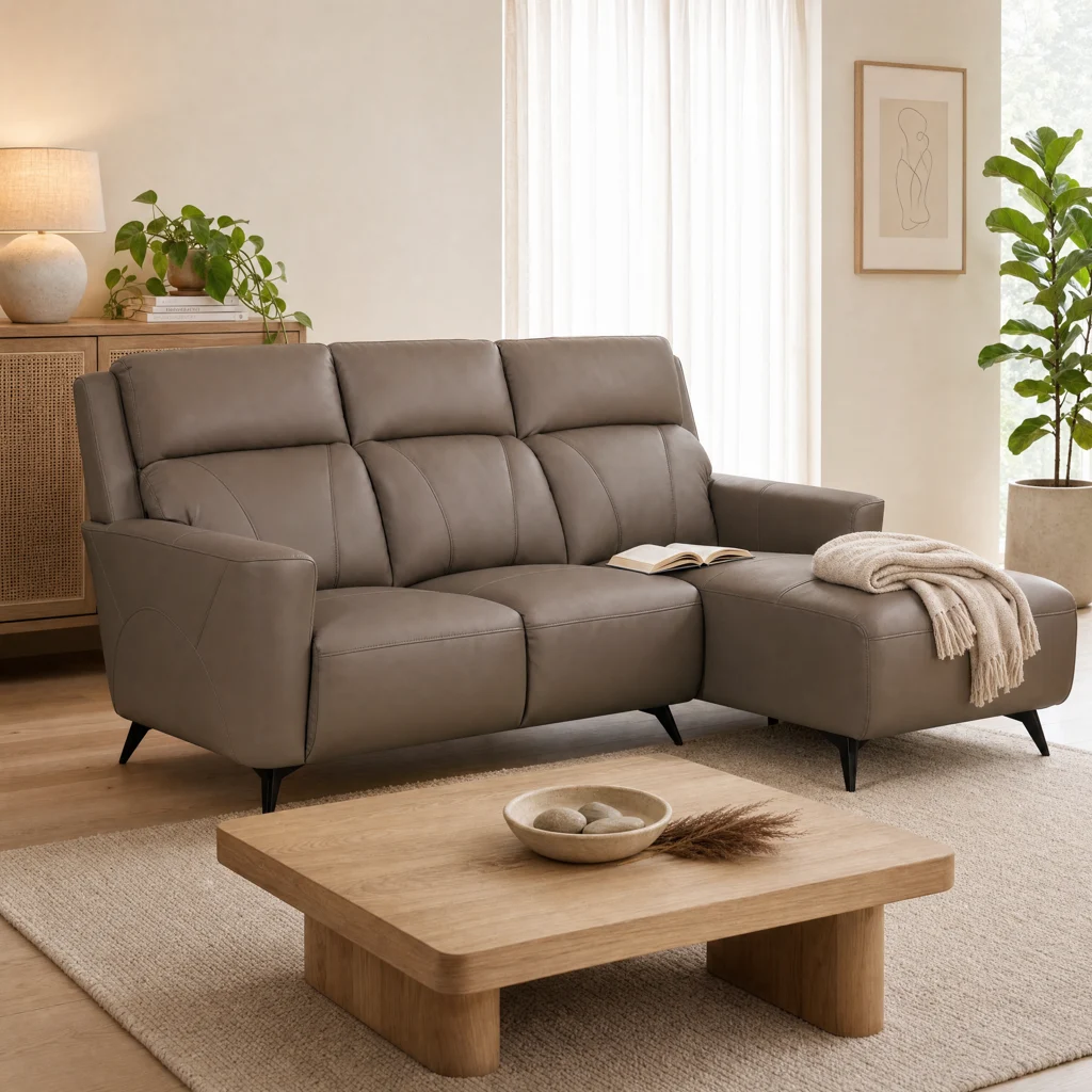 Knight Chaise Half-Leather L-Shape Sofa