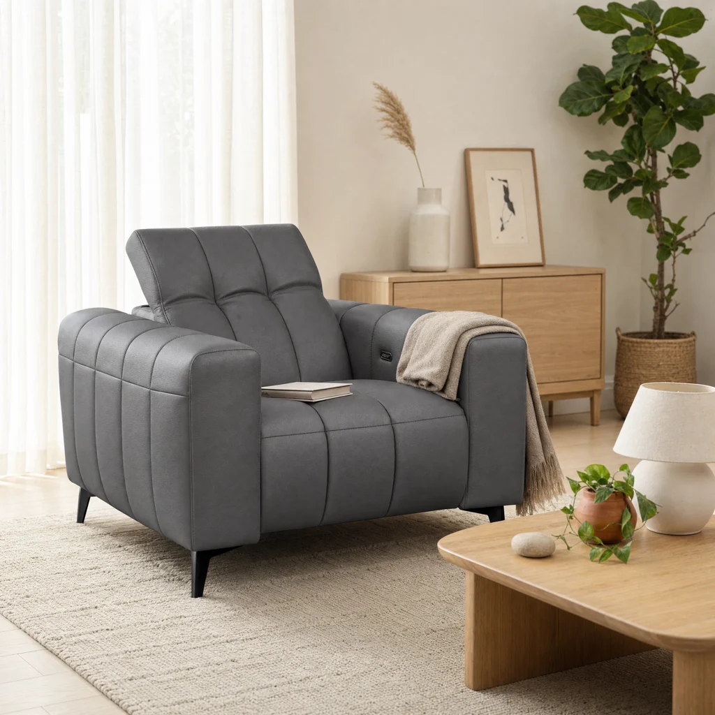 Knight Elite Power Recliner Leather Sofa with Motorised Headrest