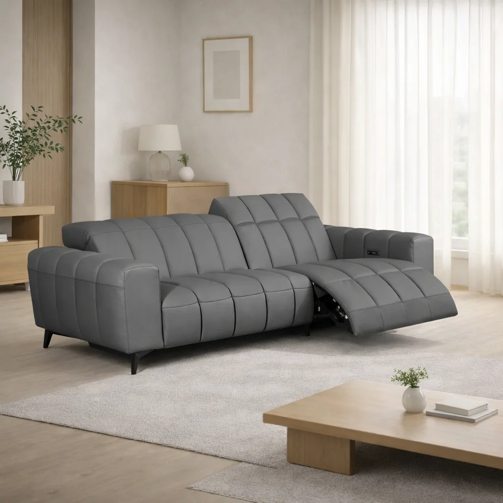 Knight Elite Sofa Kulit Recliner Elektrik dengan Sandaran Kepala Bermotor