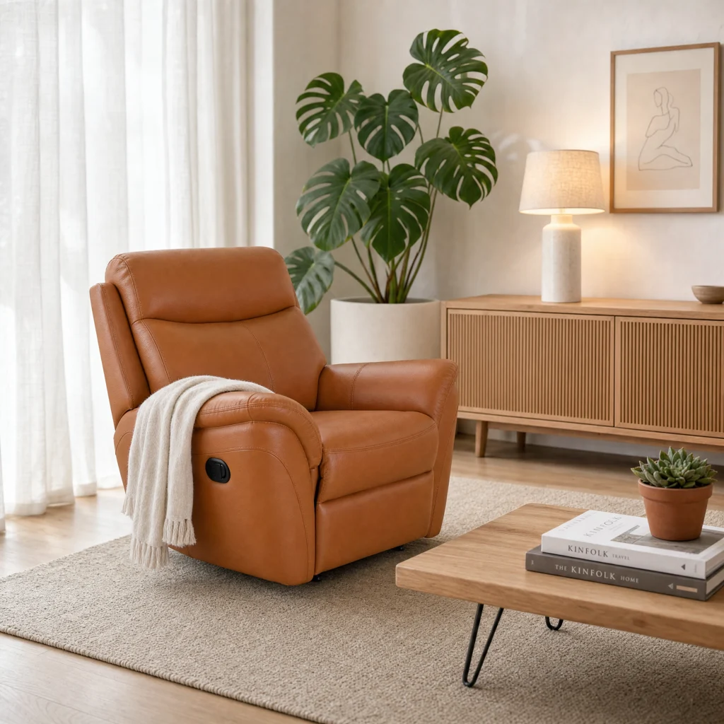 Knight Support Manual Recliner Leather Sofa