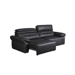 Black leather sectional sofa on a white background