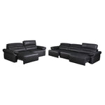 Black leather sectional sofa set on a white background