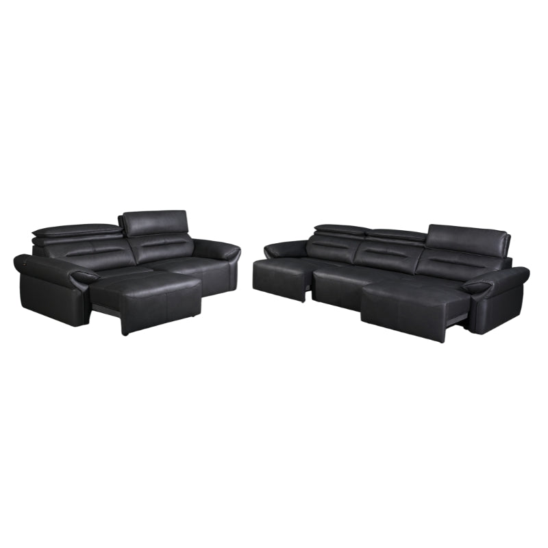 Black leather sectional sofa set on a white background