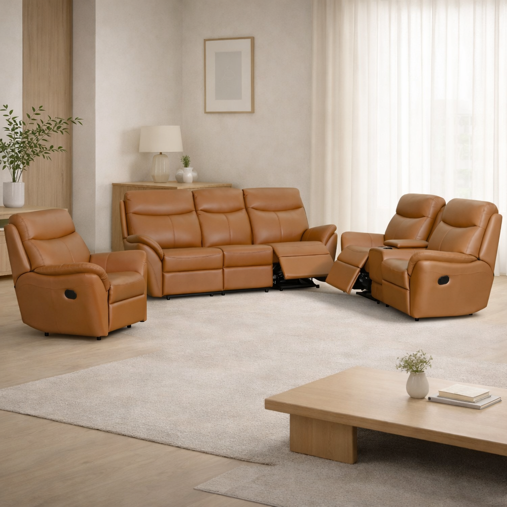 Knight Support Manual Recliner Leather Sofa