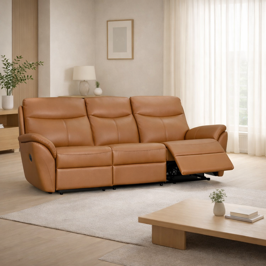 Knight Support Manual Recliner Leather Sofa