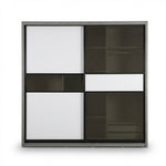 Visp Glass-Panel Style Sliding Wardrobe