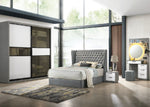 Visp Glass-Panel Style Sliding Wardrobe