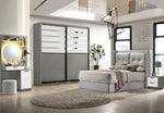 Vologda Stripe-Accent Sliding Door Wardrobe